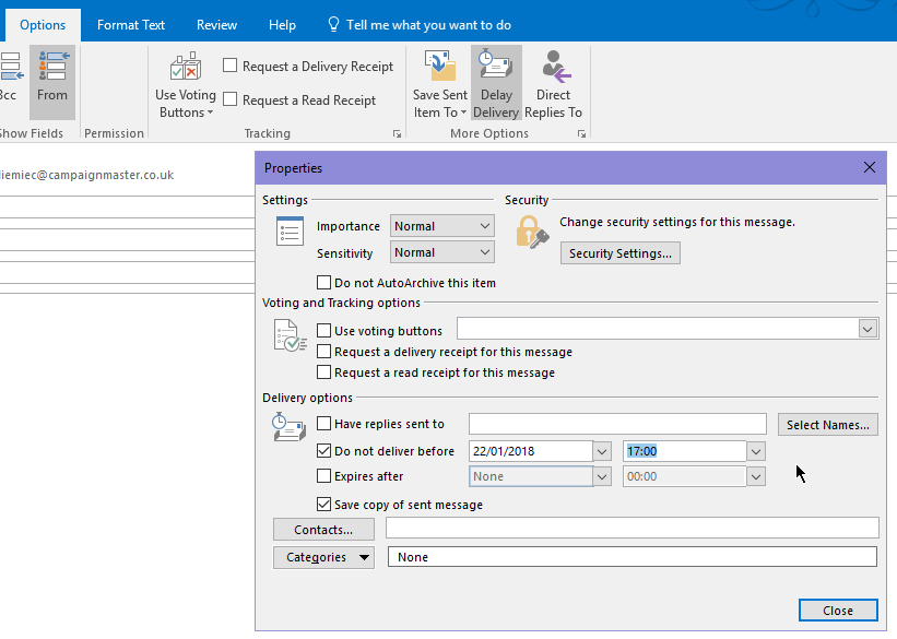 Send Later in Outlook - Campaignmaster